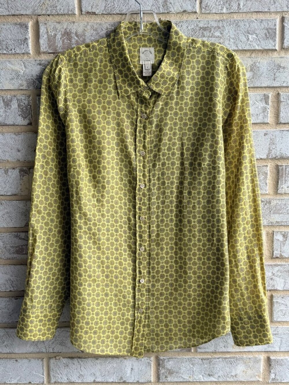 J. Crew Cotton/Silk Long Sleeve Button Up Geo The Perfect Shirt Women's Size 4
